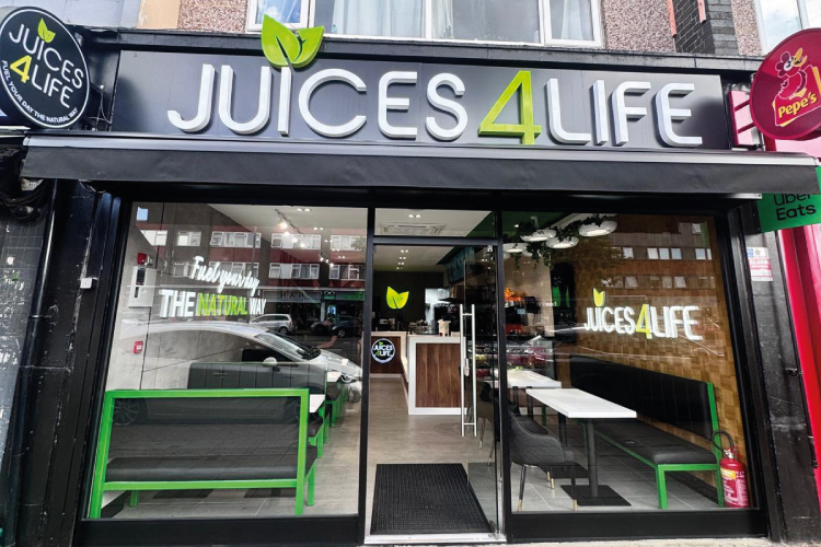 Juices4Life juice bar shopfront in Slough