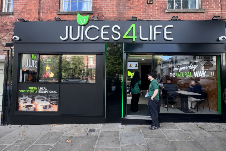Juices4Life juice bar shopfront on Mansfield Road, Nottingham